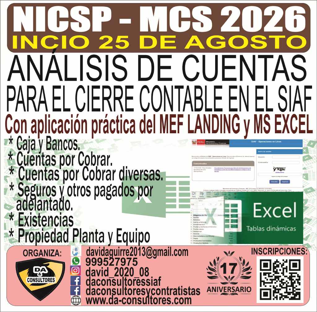 ANÁLISIS DE CUENTAS PAA EL CIERRE CONTABLE EN EL SIAF WEB